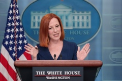 White House Press Secretary Jen Psaki during a press briefing. Model: ILCE-1 | Lens: FE 70-200mm F2.8 GM OSS II | Focal Length: 200 | F-Stop: 2.8 | Shutter Speed: 1/640 | ISO: 1600Photography by Nick Didlick 2022