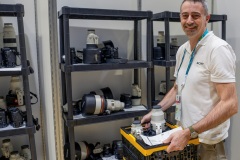 Malcom Rossi with client loans at the Sony Service Centre in Milan at the Milan Cortina 2026 Winter Olympics.