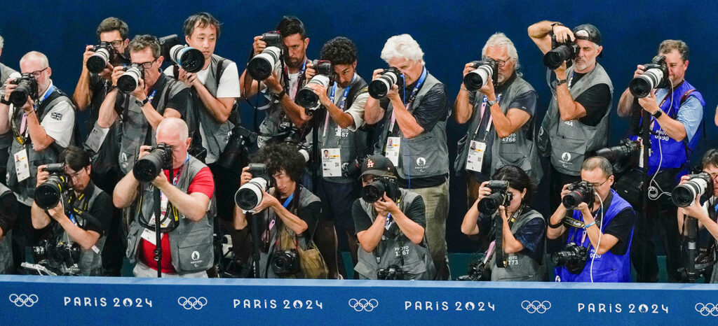 Paris 2024 Olympic Photographers at the ready. AP Photo/Morry Gash.